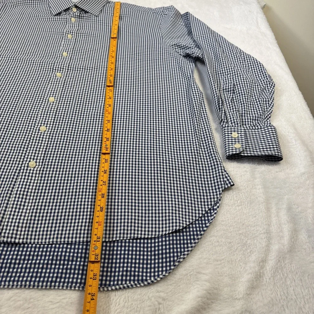 Charles Tyrwhitt Men's 17.5 36 Blue White‎ Check Cotton Dress Shirt